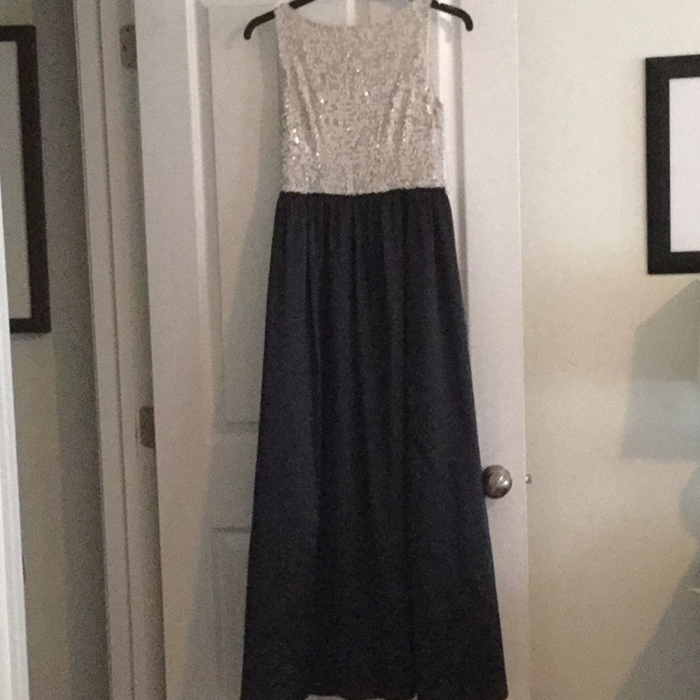 Cream and black evening gown